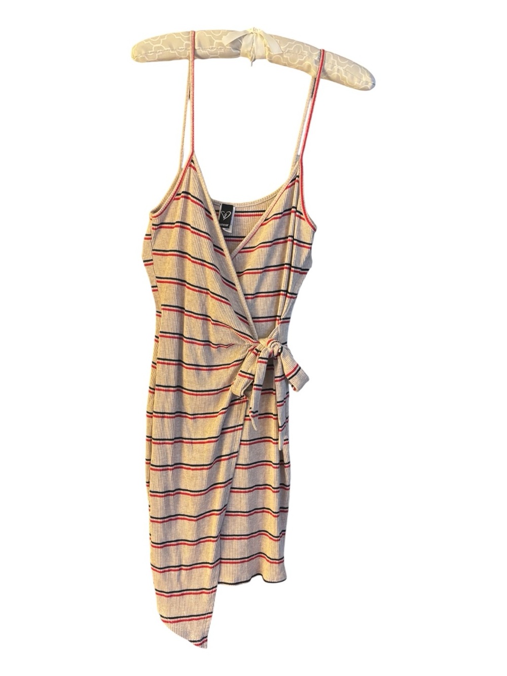 Windsor Beige Striped Wrap mini Dress Size M great condition